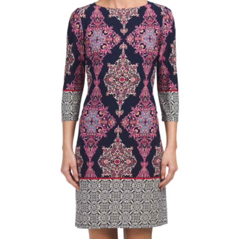 London Times Carpet Border Shift Dress